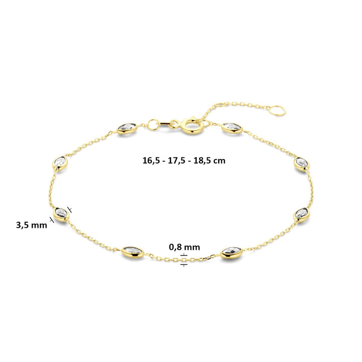 9k geelgouden dames armband met zirkonia