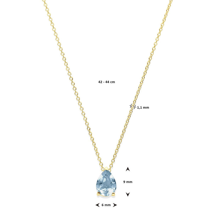 14k Geelgouden collier met blauwe topaas