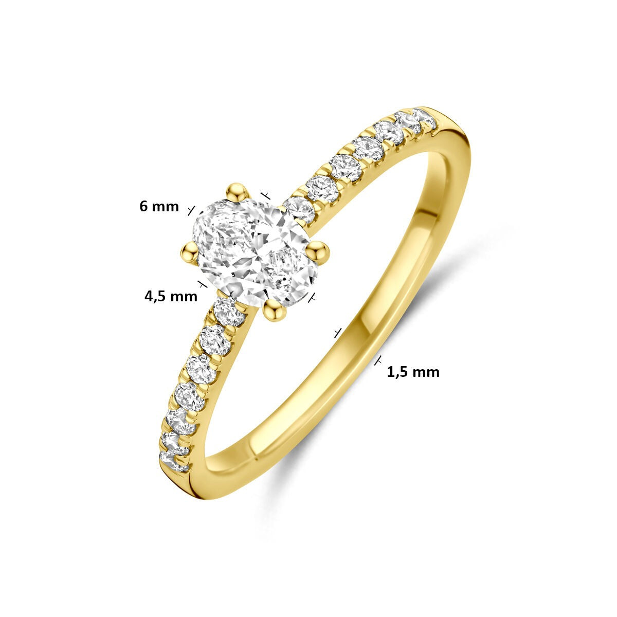 Gouden Ring 14k met Lab Grown Diamant – Ovale Slijpvorm