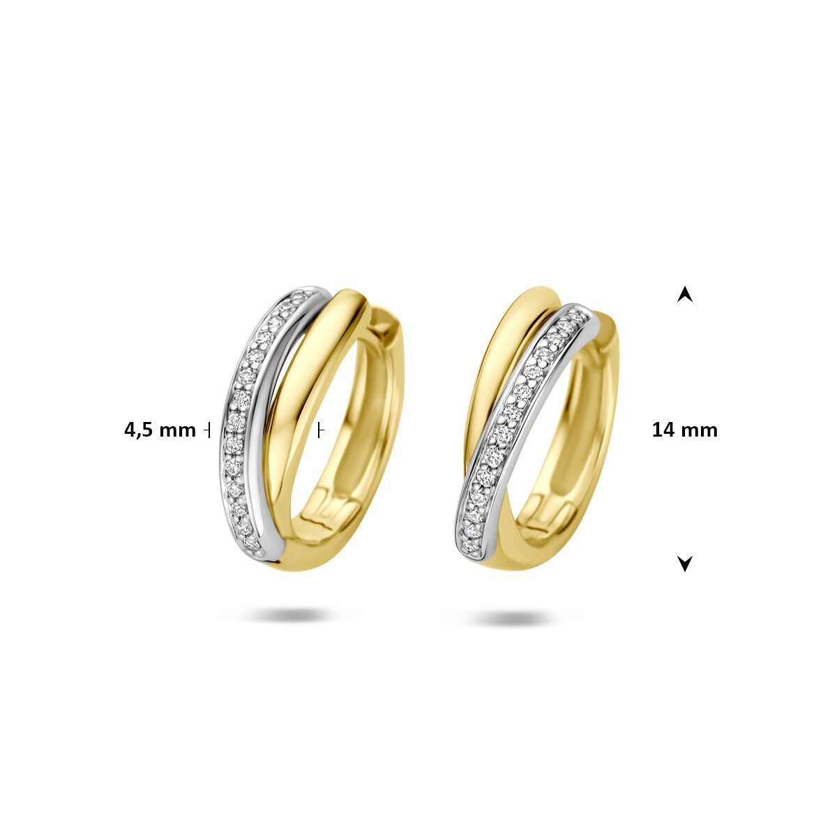 14k Bicolor Klapoorringen met Diamant 0,09 ct