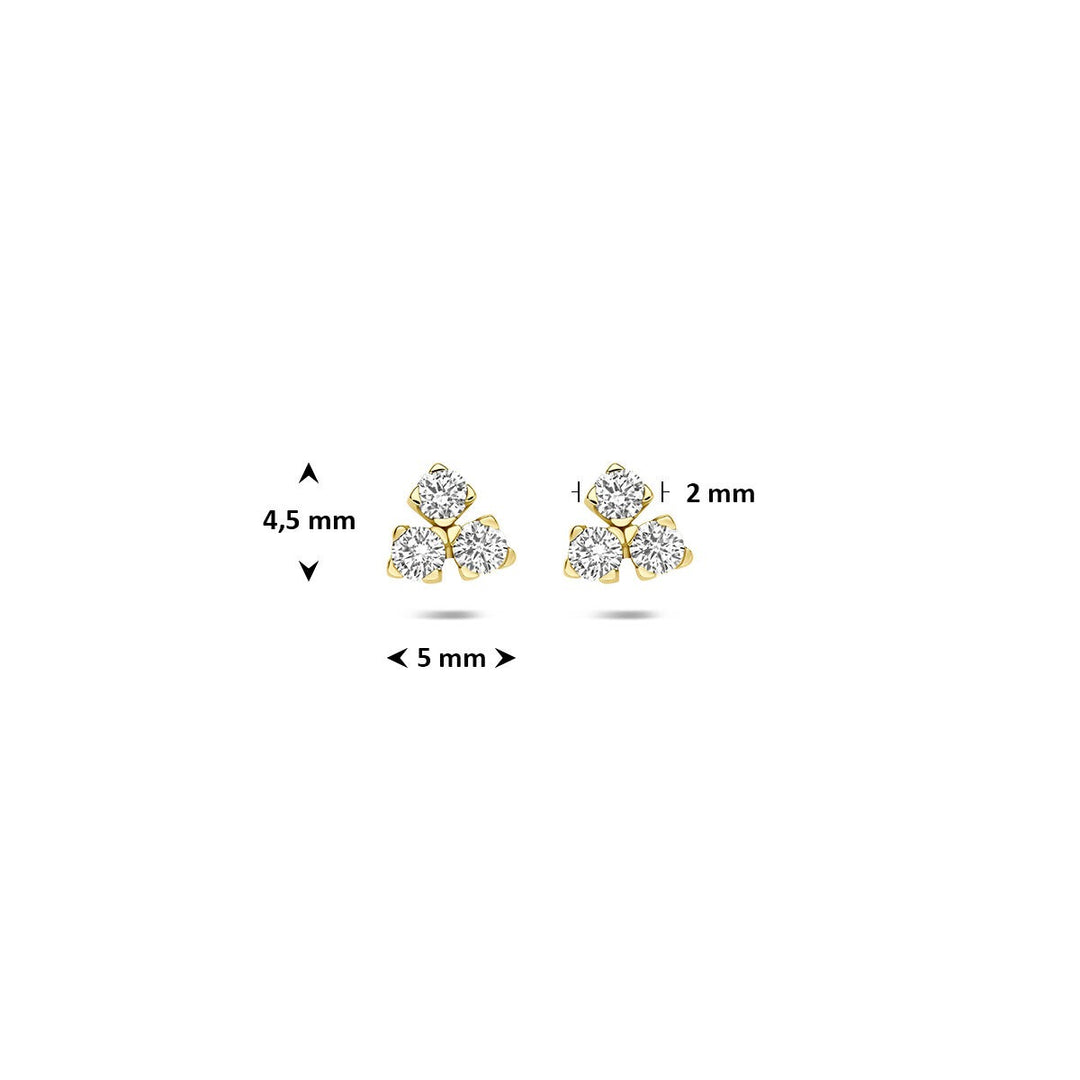 14k Geelgouden driehoek oorknoppen met lab grown diamant 0,07 ct