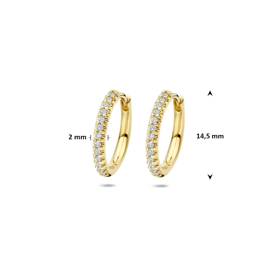 14k Geelgouden klapoorringen met lab grown diamanten – 14.5x2 mm dames oorringen