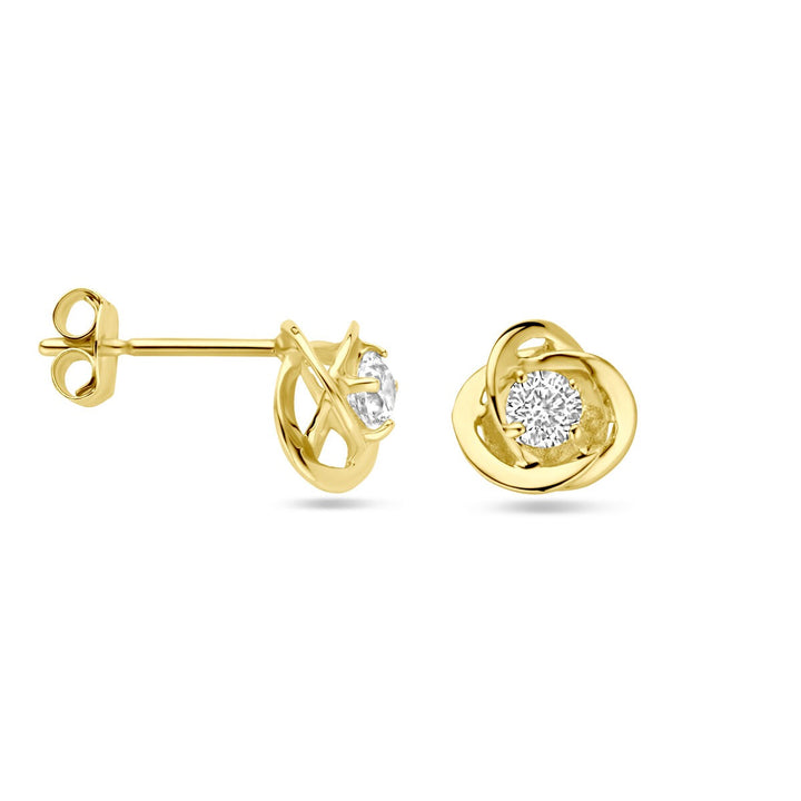 9k Geelgouden oorknopjes met zirkonia 7 mm