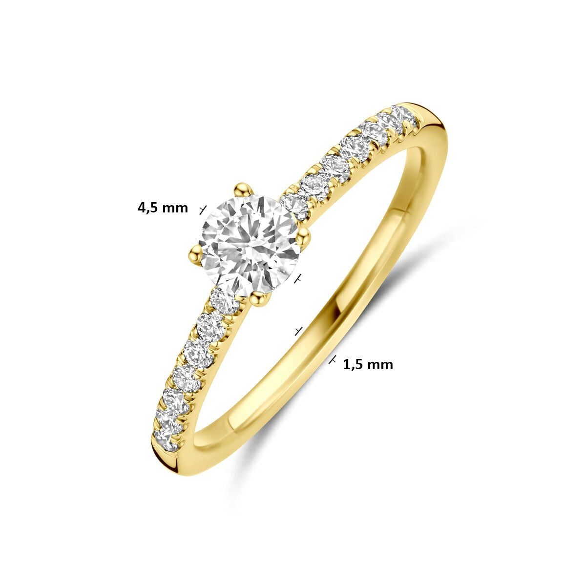 Gouden Ring 14k met Lab Grown Diamant – Briljant Slijpvorm