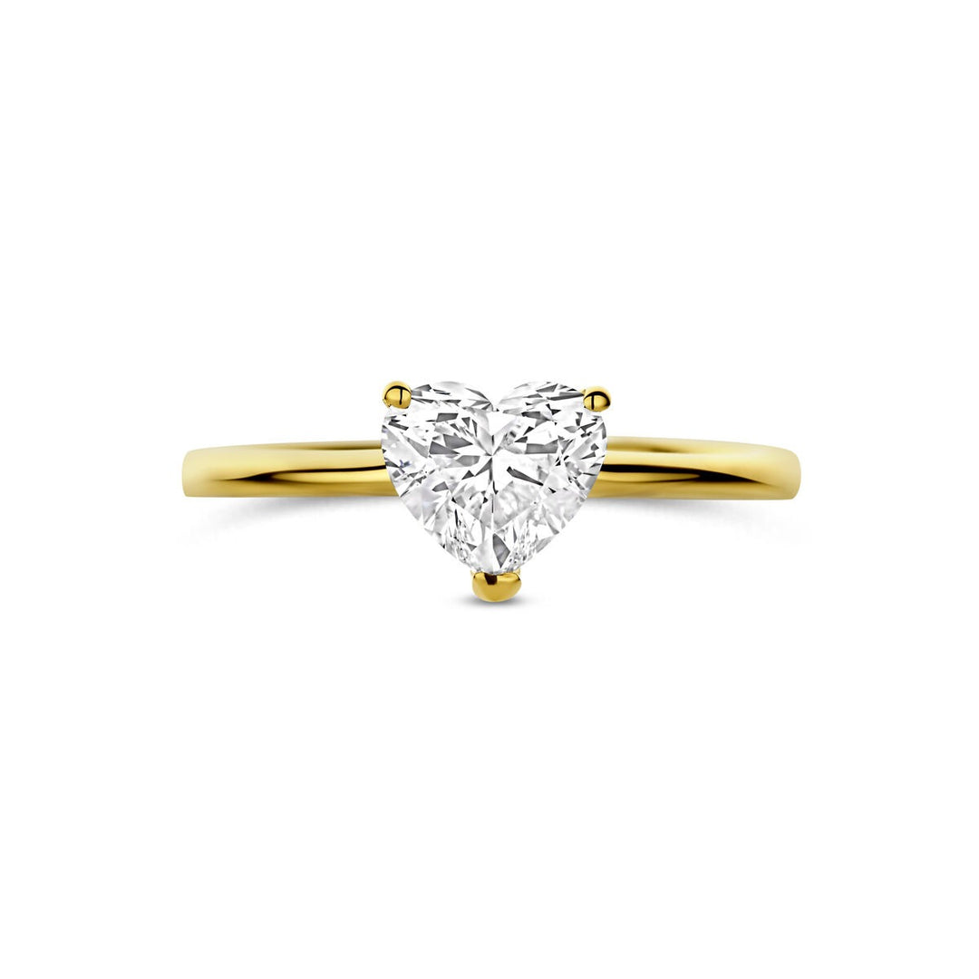 14k Geelgouden ring met hartvormige lab grown diamant 1.00ct