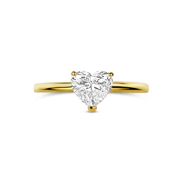 14k Geelgouden ring met hartvormige lab grown diamant 1.00ct
