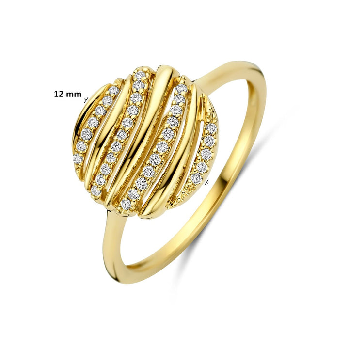 14k Geelgouden ring met diamant 0.09ct rond design