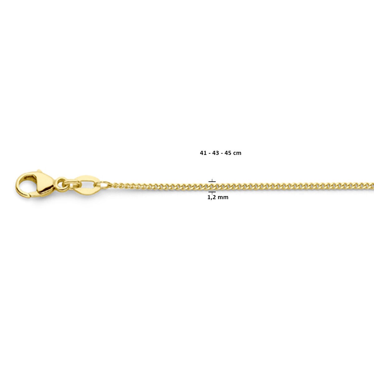 18k gouden dames ketting – gourmette collier 45 cm