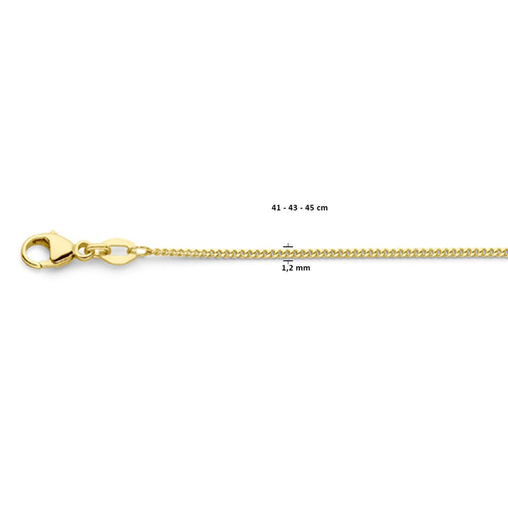 necklace gourmette 4-sided cut 1.2 mm 41 - 43 - 45 cm 18K yellow gold