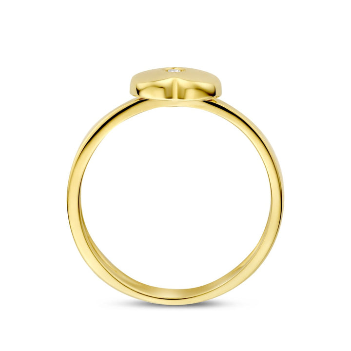 14k geelgouden kinder ring met hartje en lab grown diamant