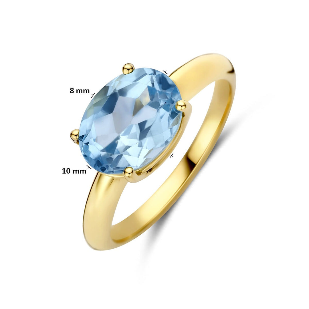 14k Geelgouden ring met blauwe topaas