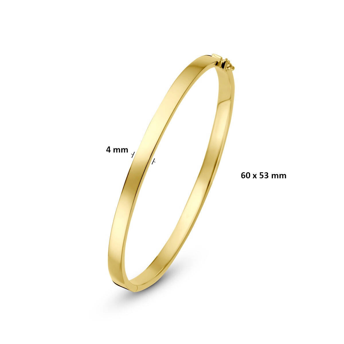 9k Geelgouden bangle armband met zilveren kern