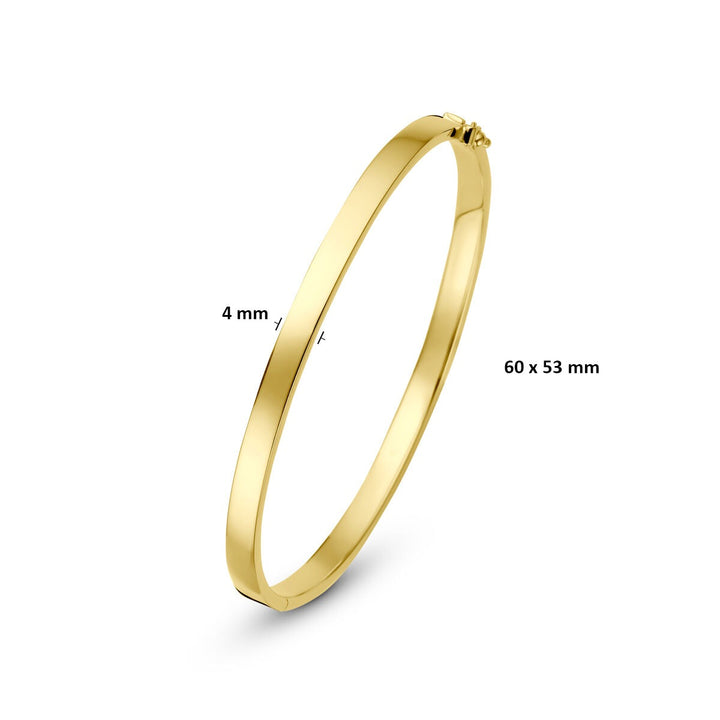 9k Geelgouden bangle armband met zilveren kern