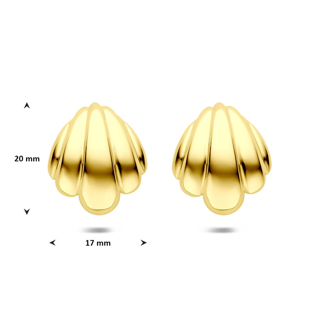 Stalen dames oorknopjes geelkleurig met ion plating 20 mm