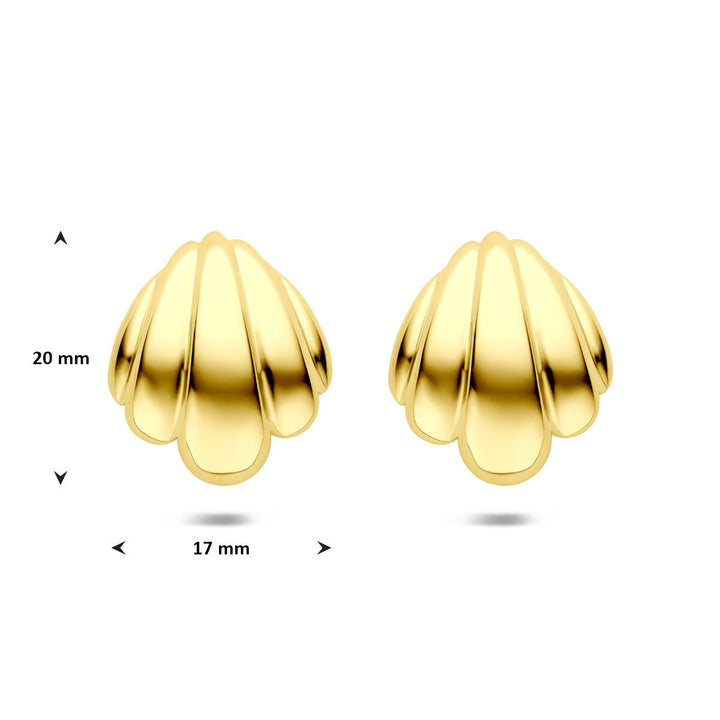 Stalen dames oorknopjes geelkleurig met ion plating 20 mm