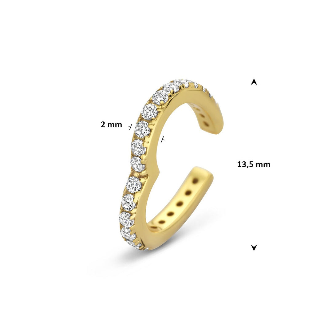 Verguld zilveren ear cuff hartje met zirkonia – romantisch accent zonder piercing