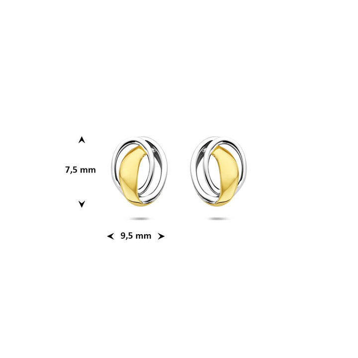 Gouden oorknopjes – 9k geel- en witgoud, ovaal design