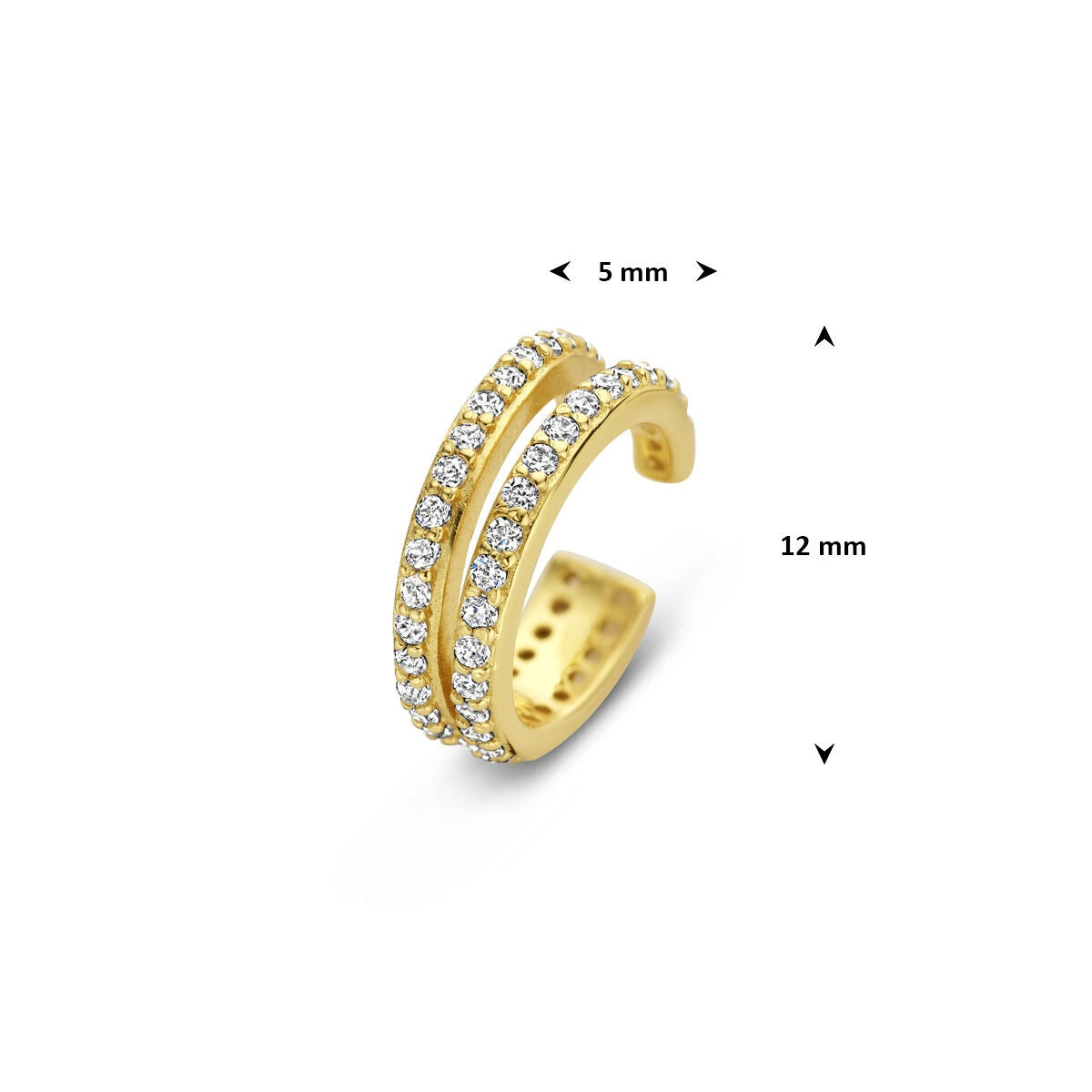 Verguld zilveren ear cuff met zirkonia – sprankelende elegantie zonder piercing