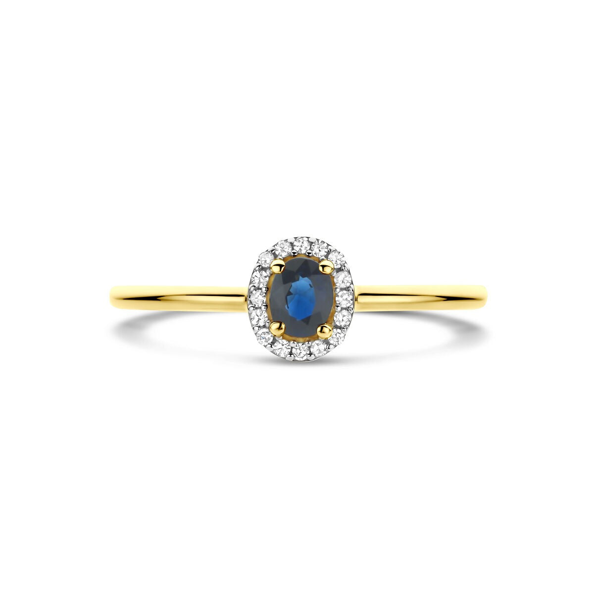 Gouden ring met saffier en diamant – 14k