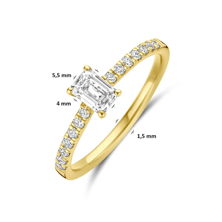 Gouden Ring 14k met Lab Grown Diamant – Emerald Slijpvorm