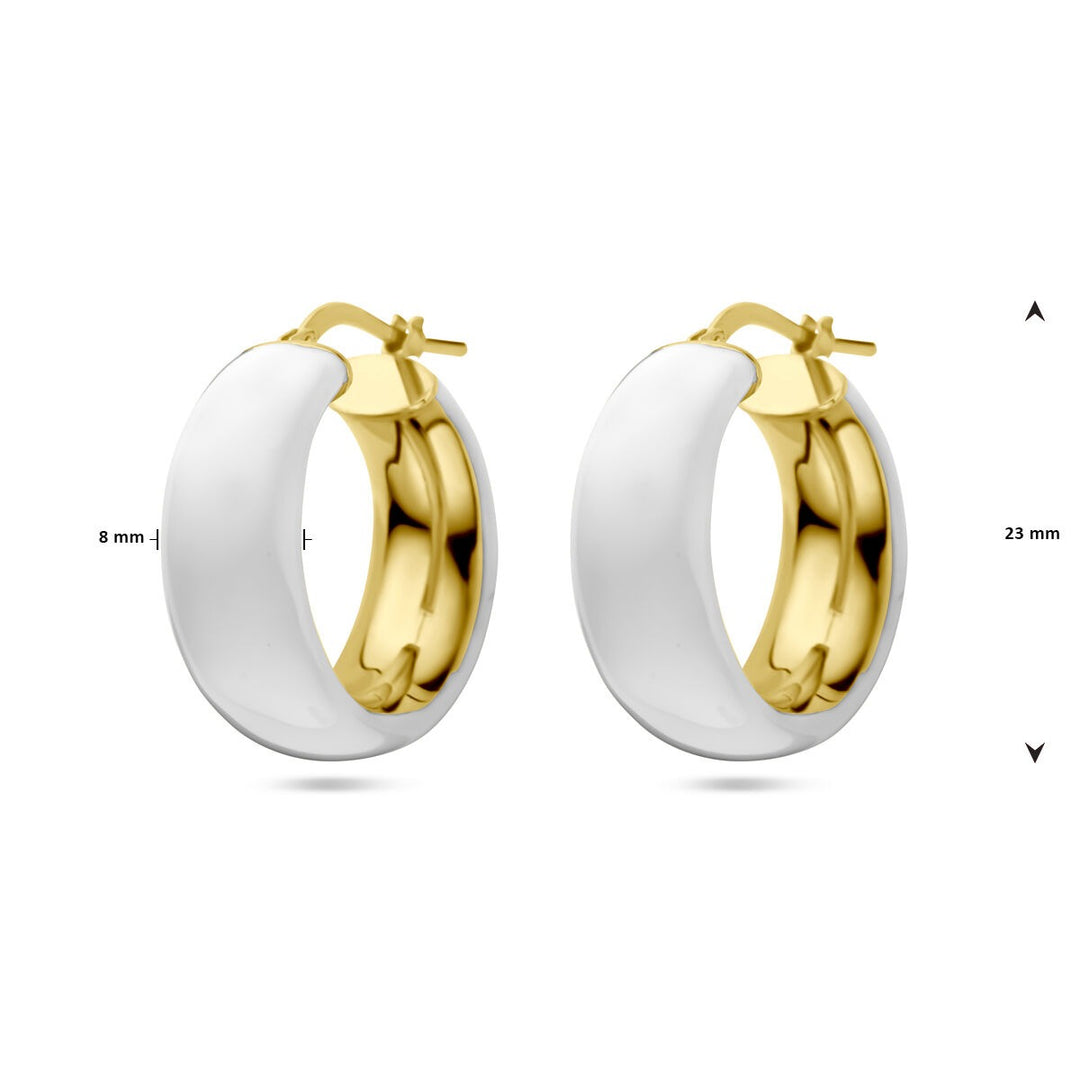 earrings white enamel 1 micron silver gold plated (yellow)