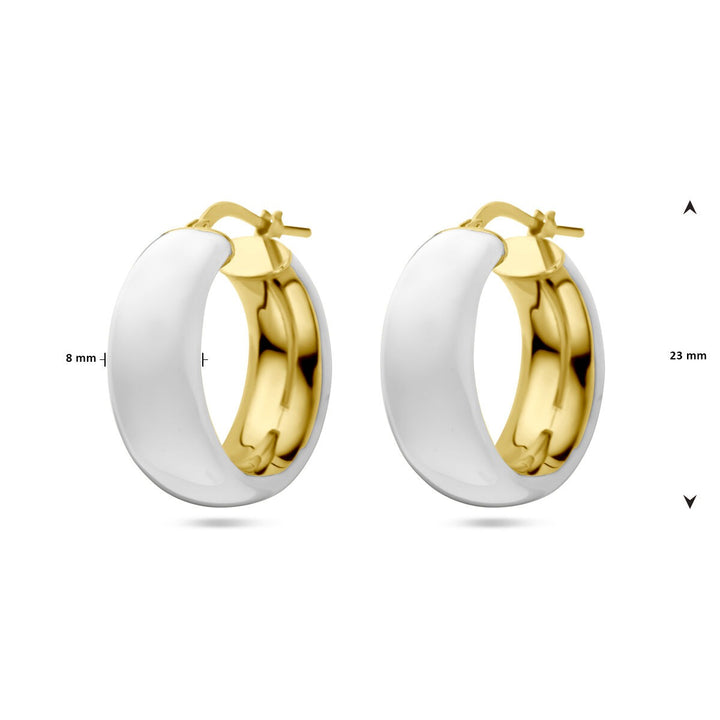 earrings white enamel 1 micron silver gold plated (yellow)