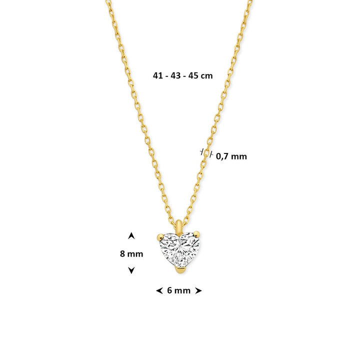 14k Geelgouden ketting met hartvormige lab grown diamant 0.50ct