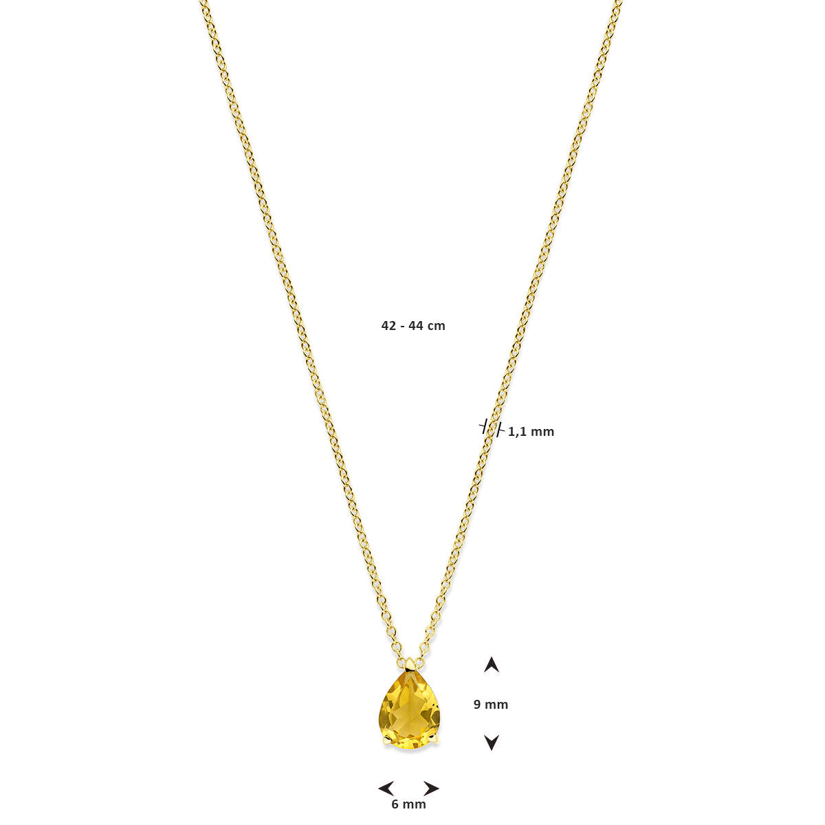 citrine necklace 42 – 44 cm 14K yellow gold