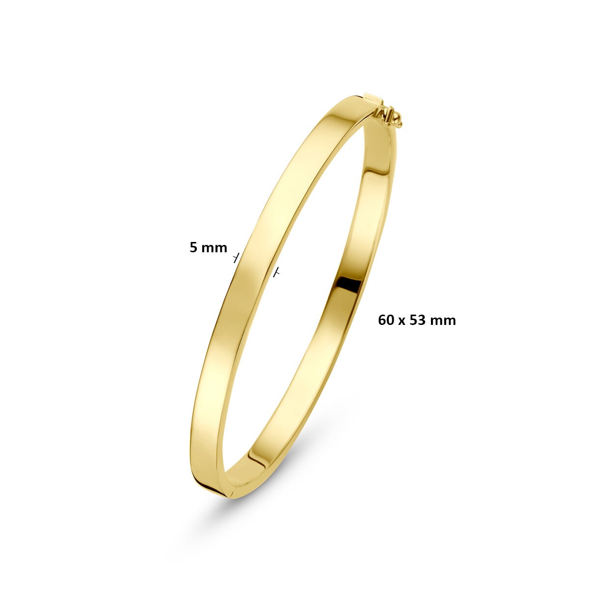 9k Geelgouden bangle armband met zilveren kern