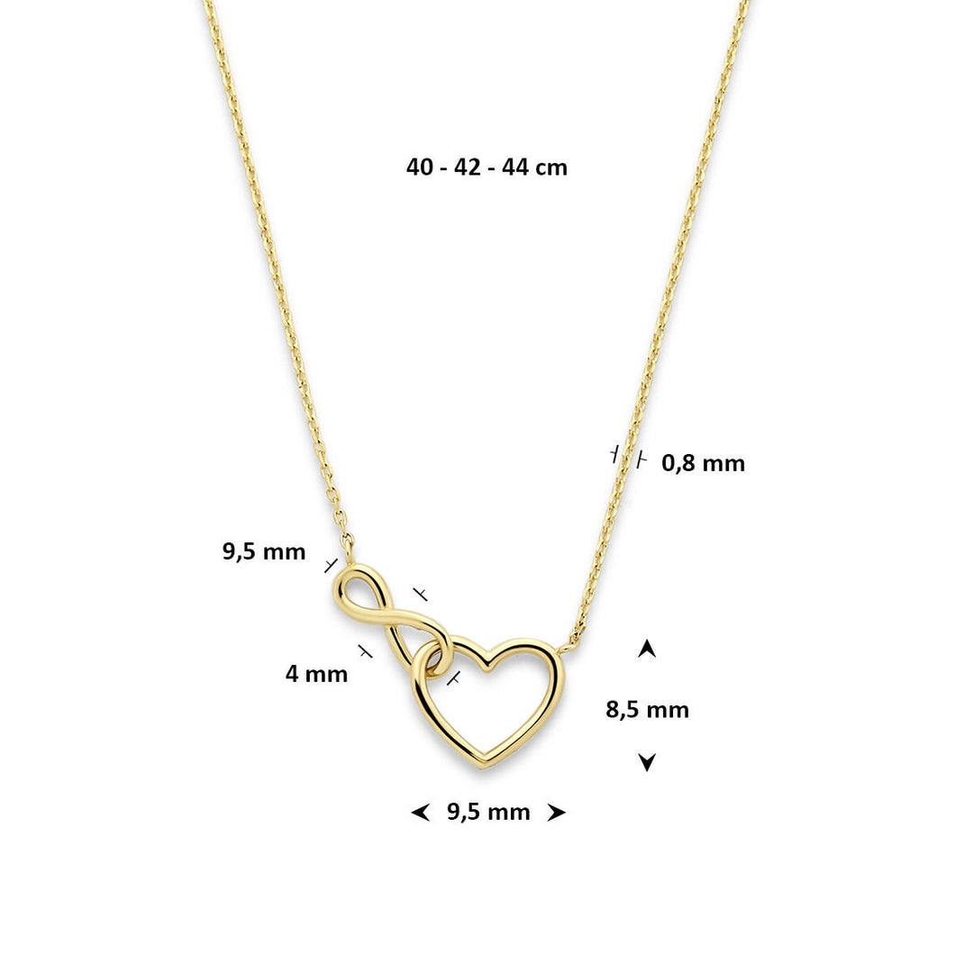 14k Geelgouden Collier met Hart en Infinity