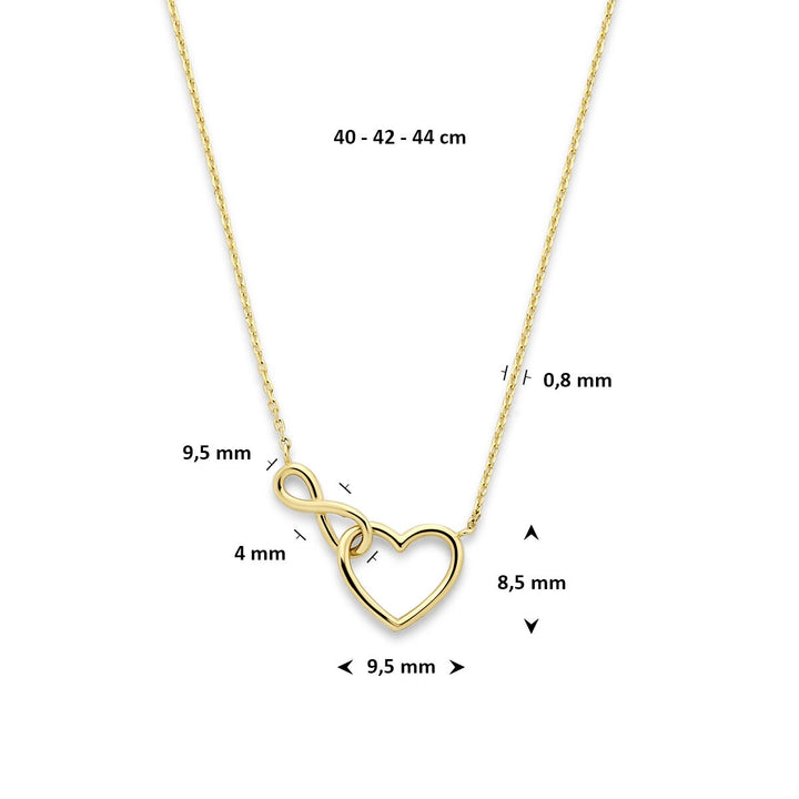 14k Geelgouden Collier met Hart en Infinity