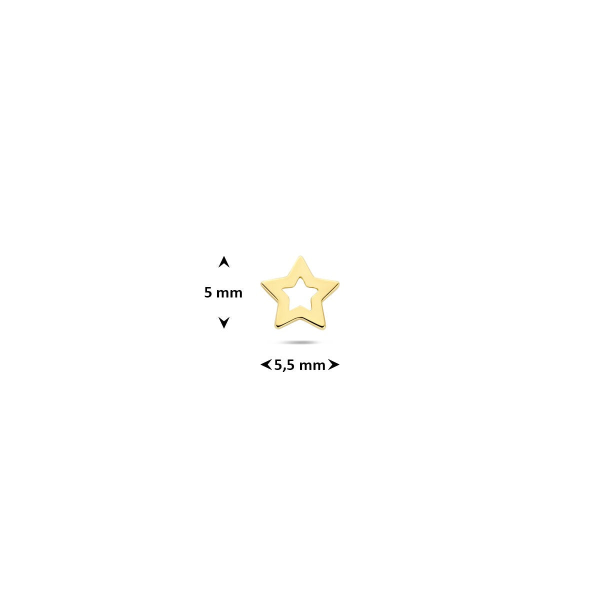 14k Geelgouden Flat Back Piercing Ster – Per Stuk
