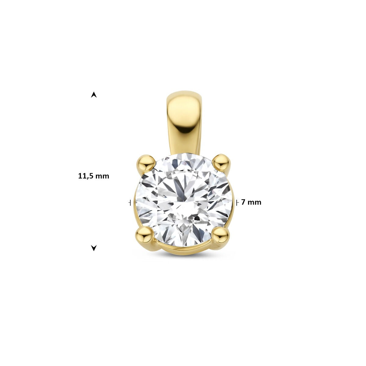 14k Geelgouden hanger met lab grown diamant – 1.00 ct briljant geslepen
