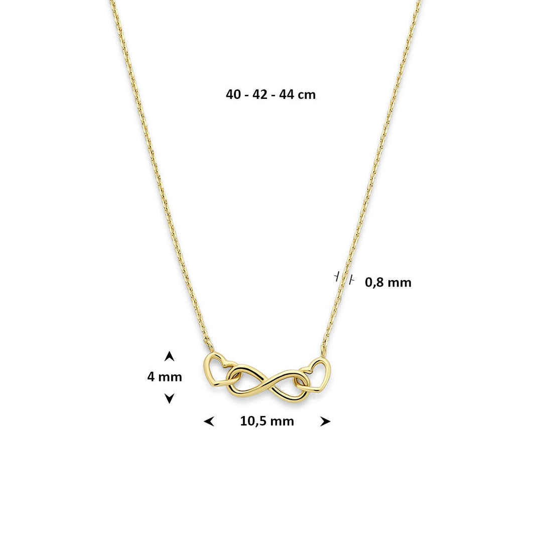 14k Geelgouden Collier met Infinity en Hartjes