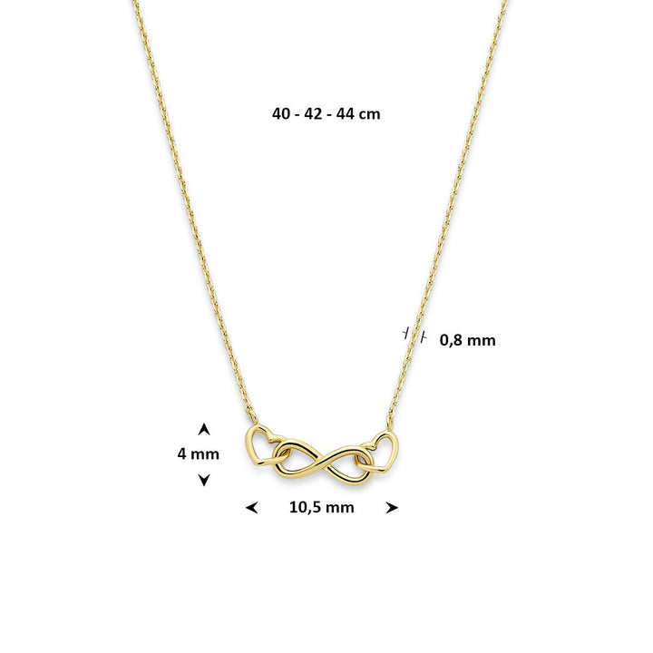14k Geelgouden Collier met Infinity en Hartjes