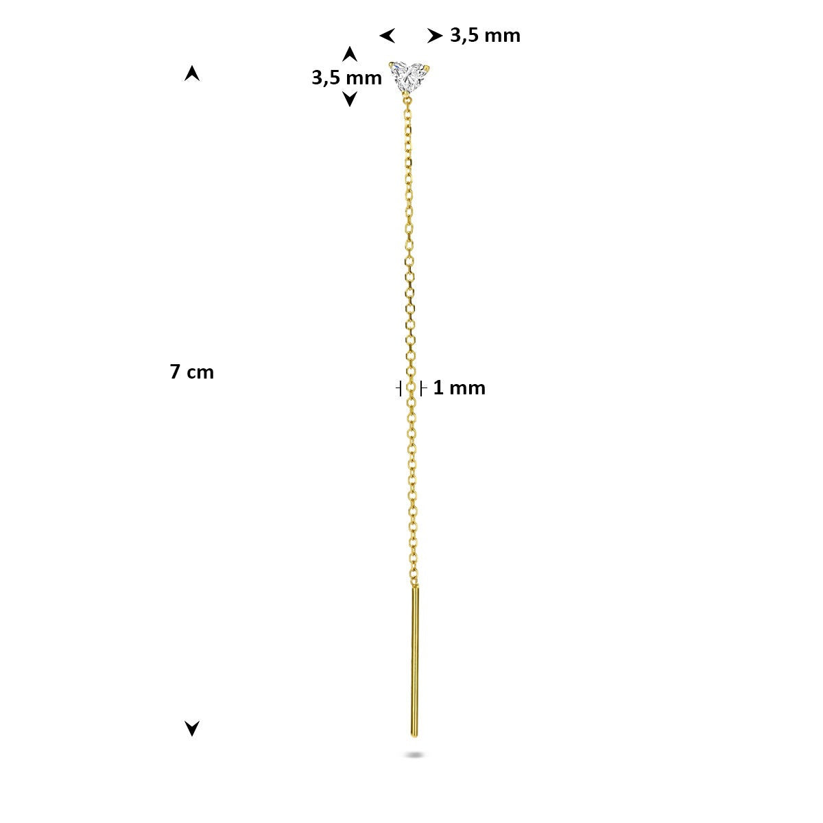 14k Geelgouden doortrekoorbel met lab grown diamant – per stuk verkocht