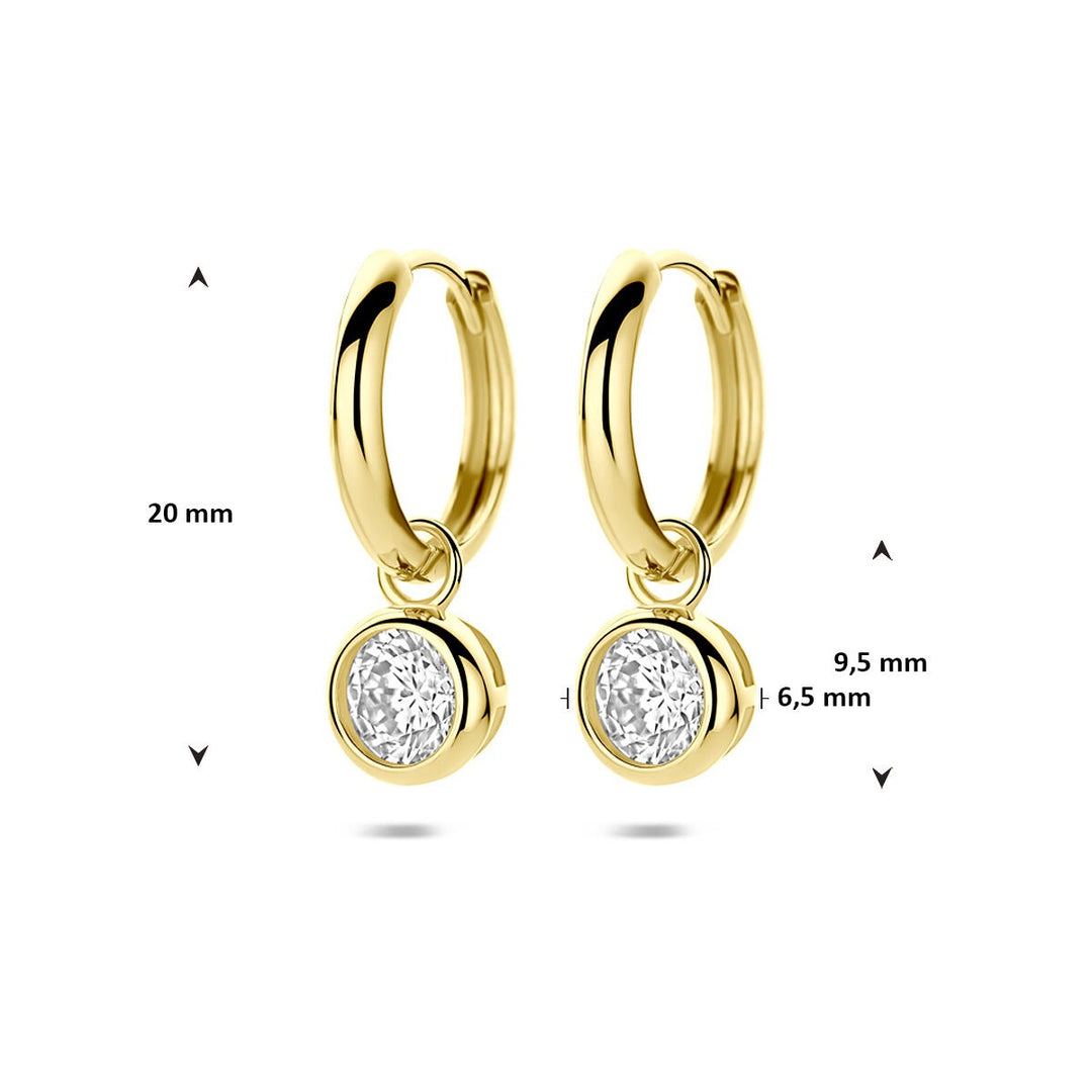 Gouden oorringen met zirkonia – 9k geelgoudkleurig