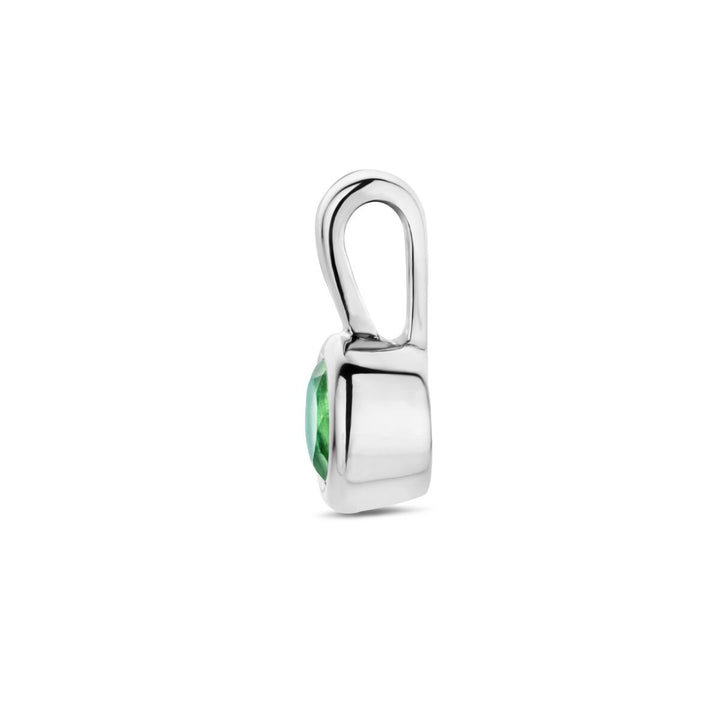 Gerhodineerd zilveren hanger met groene geboortesteen
