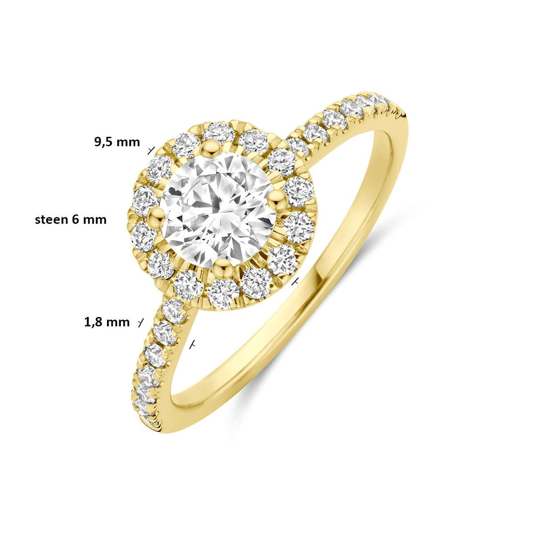 14k geelgouden ring met lab grown diamant 1.10ct