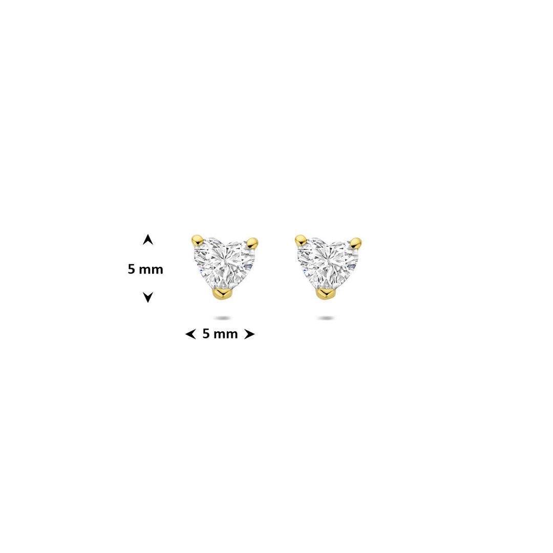 14k Geelgouden oorknopjes met hartvormige lab grown diamant 0.60ct