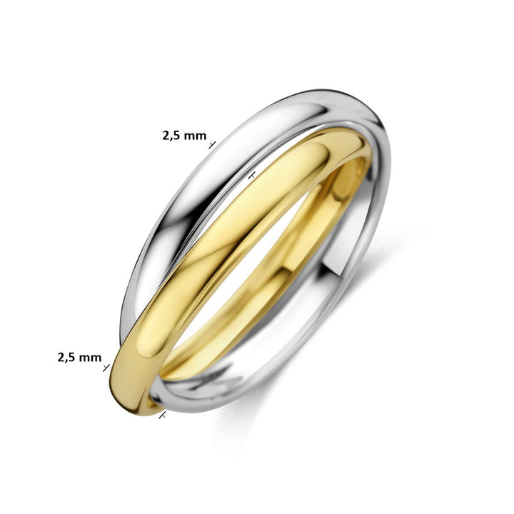 14k bicolor damesring – geel- en witgoud, 2.5 mm breed