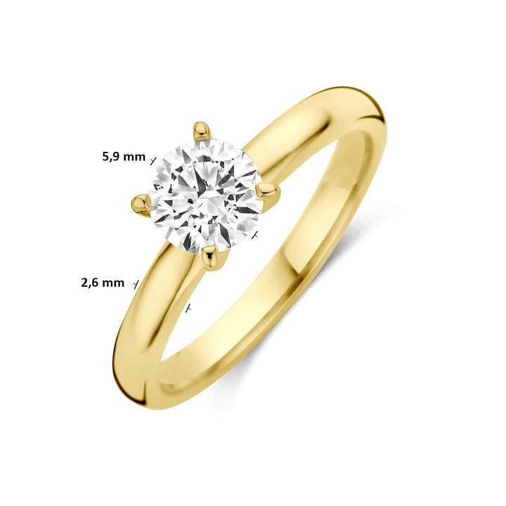 14k geelgouden ring met lab grown diamant 0.75ct