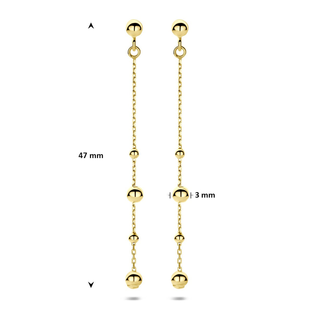 14k Geelgouden oorhangers met bolletjes