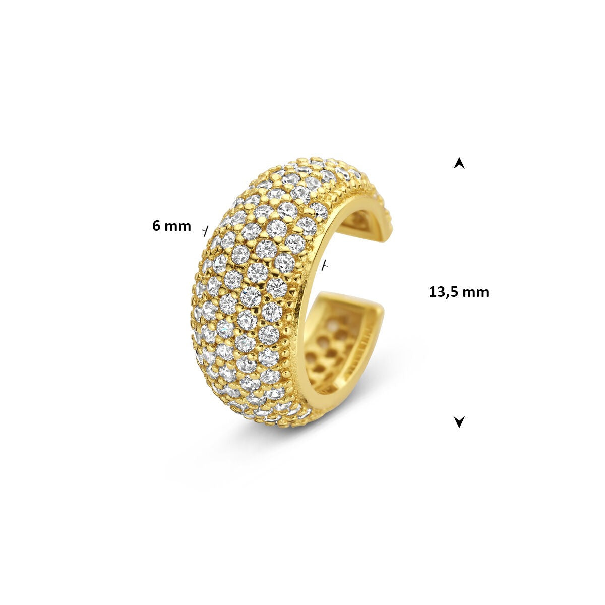 Verguld zilveren ear cuff met zirkonia – 925 zilver