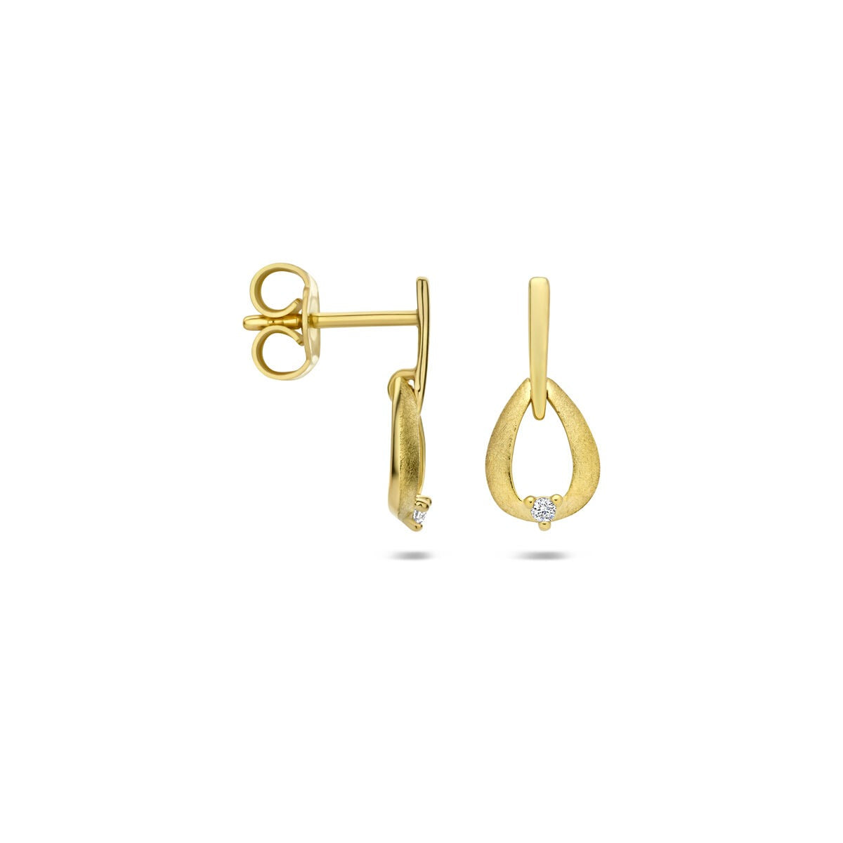 14k Geelgouden oorhangers met diamant