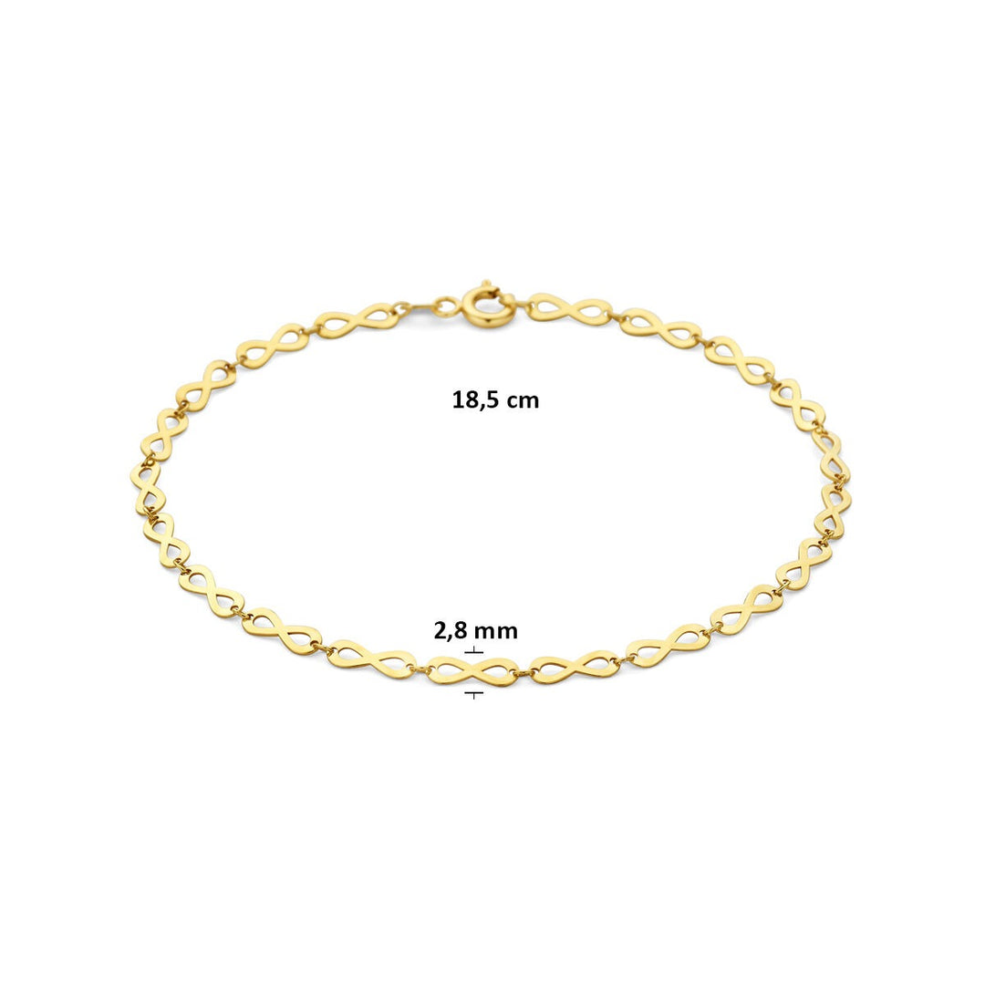 14k geelgouden dames armband met infinity schakel