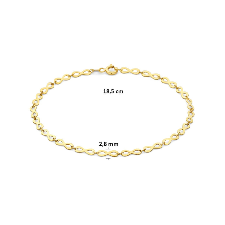 14k geelgouden dames armband met infinity schakel