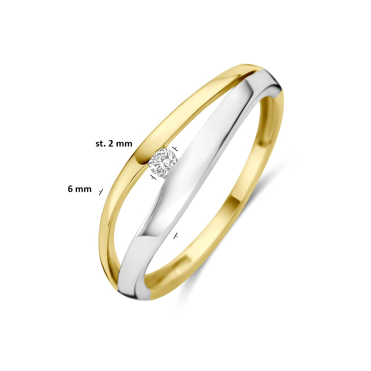 14k Bicolor dames ring met lab grown diamant