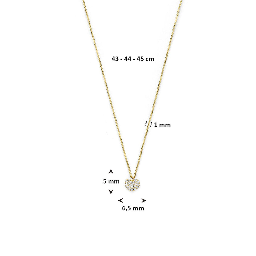 14k geelgouden collier met hartje en diamant – symbool van liefde