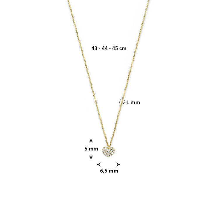 14k geelgouden collier met hartje en diamant – symbool van liefde